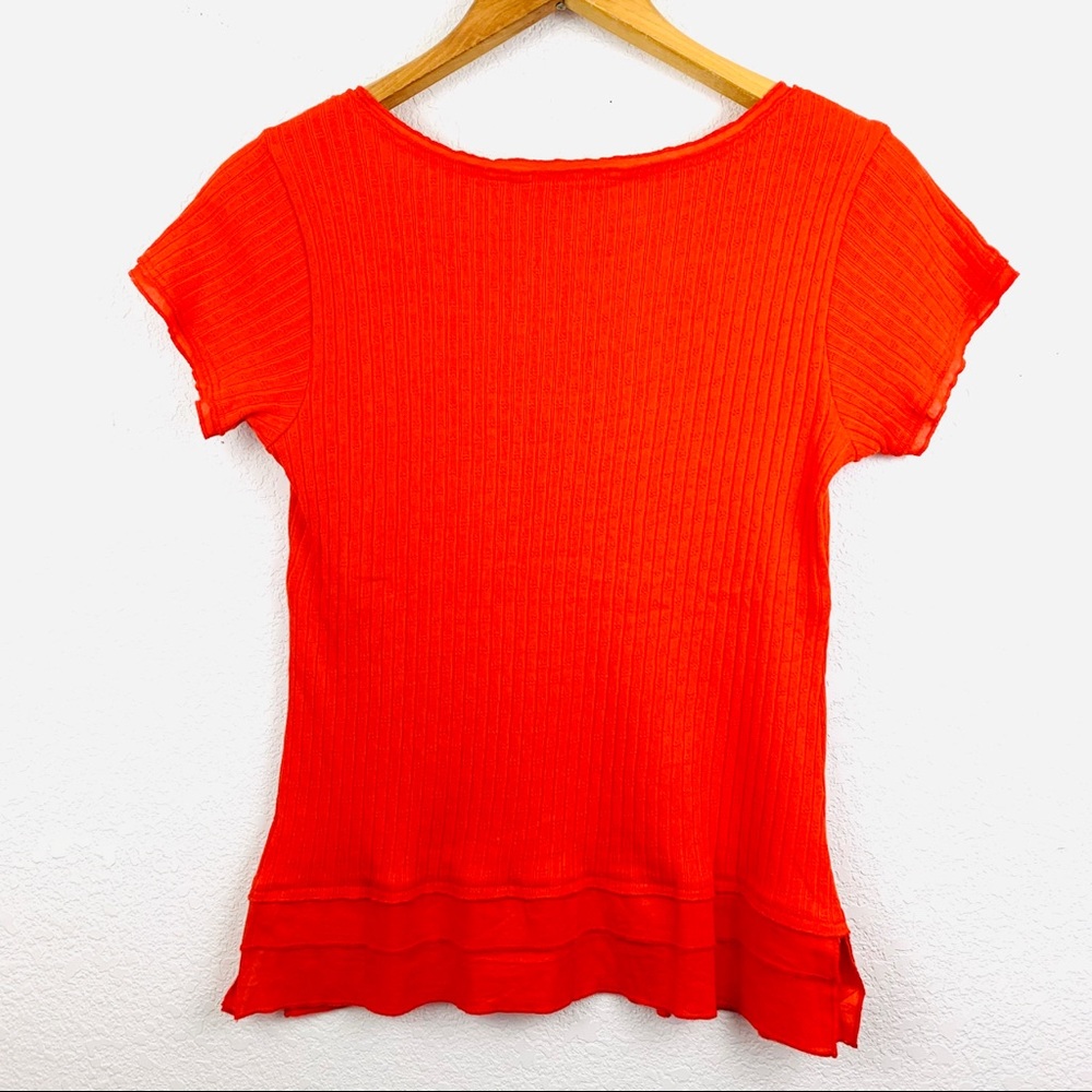 Soft Surroundings Anthro Roma Ribbed Tee Red Small - Picture 5 of 5